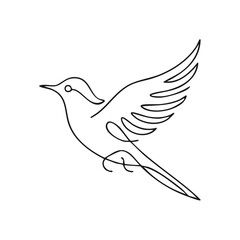 Obraz premium Flying Bird Continuous Line Drawing Graceful Minimalist Silhouette
