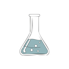 Laboratory Flask with Liquid and Bubbles for Scientific Experiments and Research