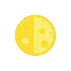 Obraz premium Yellow Round Object with Moon-like Features, Simple Design, Flat Style
