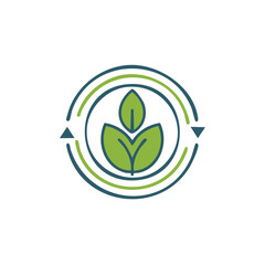 Abstract organic sprout symbol vector illustration with circular arrows for sustainable agriculture and healthy plant growth initiatives