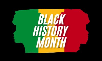 Black History Month background with afro women silhouette. African American History Month 