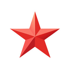 Obraz premium Bright Red 3D Star Shape Emblem Isolated on White Background, Graphic Symbol of Achievement, Excellence, Rating or Soviet Era Ornament