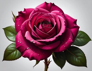 Close-up of a vibrant, blooming rose with water droplets