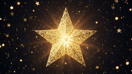 Golden starburst with sparkling background