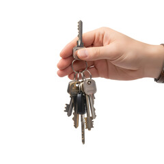 Hand Holding Set of Keys with Various Shapes and Sizes