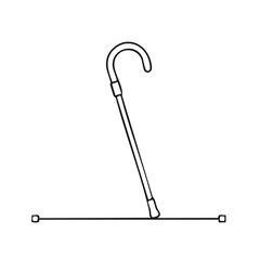 Obraz premium Line drawing of a walking stick with a curved handle standing next to a linear mark