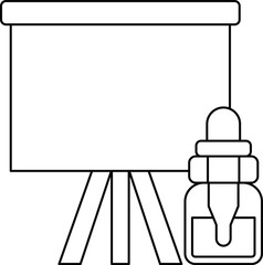 Fototapeta premium A white board with a dropper and a bottle of liquid on it