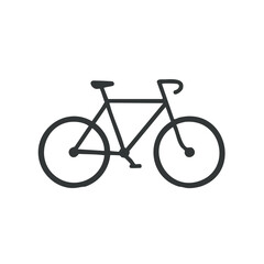 Simple Bicycle Icon Illustration Black Silhouette Isolated on White Background