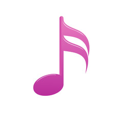 Obraz premium Pink Musical Note Floating in Space Musical symbol icon used in musical notations to represent the relative duration and pitch of a sound