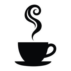 Cortado with steam swirl Vector, Silhouette, Illustration