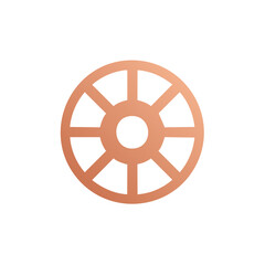 Obraz premium Copper Wheel Icon Design Minimal Circular Shape Metal Graphic Decorative Geometric Element