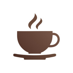 Cup of Steaming Coffee or Tea in Brown Silhouette Vector Illustration Simple Design