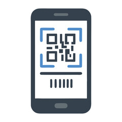 QR Code Scanner Illustration, Digital Technology Icon, Mobile App Concept