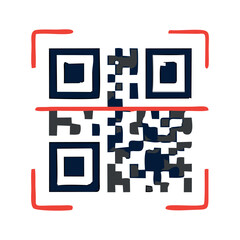 QR Code Scanner Illustration, Digital Technology Icon, Mobile App Concept