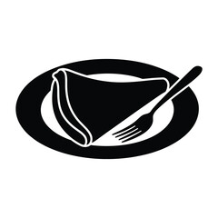 Crepe on plate with fork Vector, Silhouette, Illustration