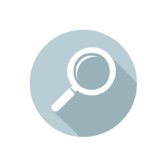 Magnifying Glass Icon Symbolic Search Illustration in a Grey Circle with Drop Shadow