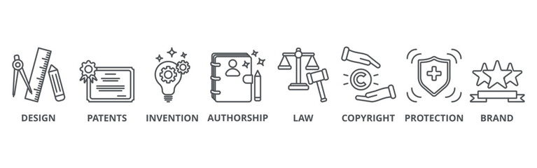 Intellectual property banner web icon vector illustration concept