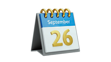 Calendar Showing September 26th on White Background
