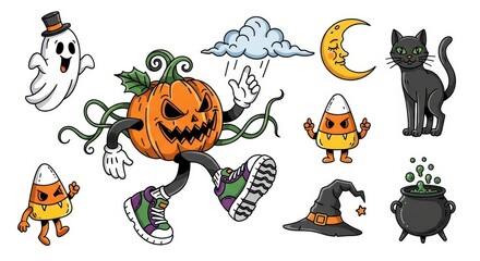 Whimsical Halloween Characters: A Cartoonish Celebration of Spooky Season Traditions