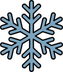 Stylish Blue Snowflake Vector Graphic Icon for Winter Designs and Christmas Themes