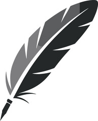 Obraz premium Stylish Black and Grey Feather Quill Pen Vector Graphic Illustration for Creative Writing and Design Projects
