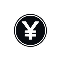 Obraz premium Yen currency symbol in black circle, financial icon for Japanese money, payment and exchange rate