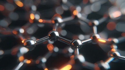 Sustainable fuel molecular model. 3D holographic visualization of carbon-neutral chemical bonds over a dark glass table.