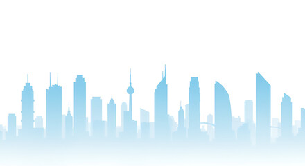 Obraz premium City skyline silhouette against white background