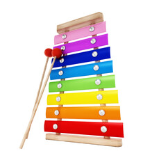 Colorful xylophone on transparent background.