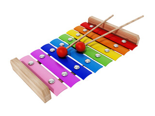 Colorful xylophone on transparent background.