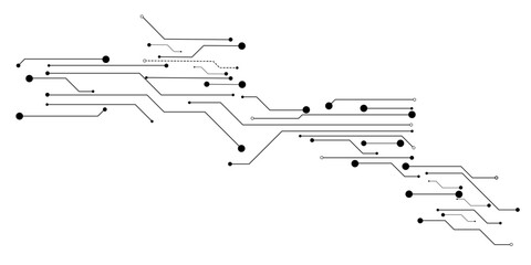 Abstract futuristic circuit board Illustration, Circuit board with various technology elements.