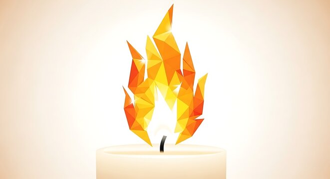 Candle Flame Burning Brightly on White. - Powered by Adobe