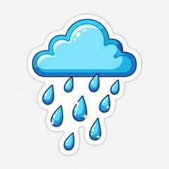 Whimsical weather illustration showcasing light blue cloud with gentle raindrops falling