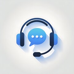 Customer support headset with chat icon for communication