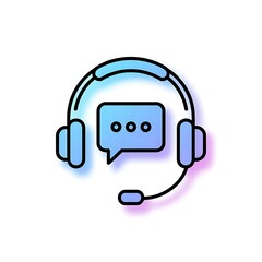 Customer support headset with chat icon for service and communication