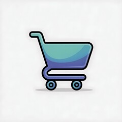 Modern shopping cart icon in blue hues for business and e-commerce use