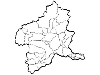 群馬県地図 筆タッチ 市町村区分 和風 関東 東日本 /  A brushstroke map of Gunma prefecture 2