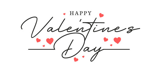 Happy Valentine&rsquo;s Day Handwritten Script Typography with Hearts