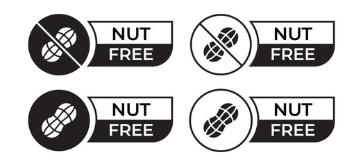 Free From Food Allergy Icons Set &ndash; Sugar Gluten Lactose Nut Free Symbols