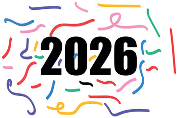 2026 Celebration background, gold confetti border, party banner. New Year 2026 logo design template set with numbers. silvester sylvester 2026 new year new years eve party background banner .