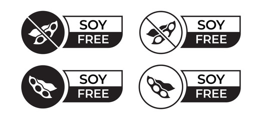 Free From Food Allergy Icons Set &ndash; Sugar Gluten Lactose Nut Free Symbols