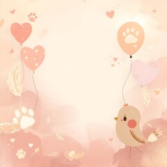 Adorable Lovebird Illustration on Soft Romantic Background