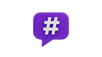 3D Purple Hashtag Speech Bubble Icon