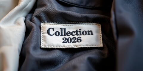 Clothing label featuring "Collection 2026" on fabric.