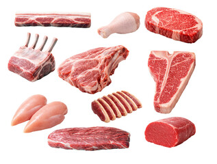 Fresh Raw Meat Cuts Assortment Set
