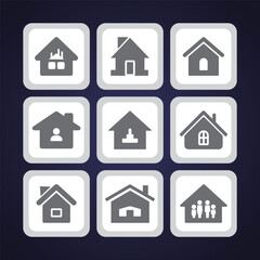 Modern House Icon Set Collection