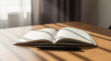 open book on wooden table