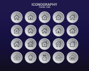 Home Iconography Circular Real Estate Icon Set