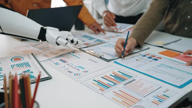 Business consultants leveraging AI-driven analytics to optimize corporate performance and market insights. Noogenesis AI