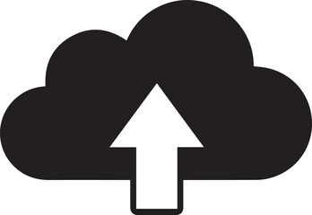 Upload to cloud storage icon silhouette vector black on a white background
